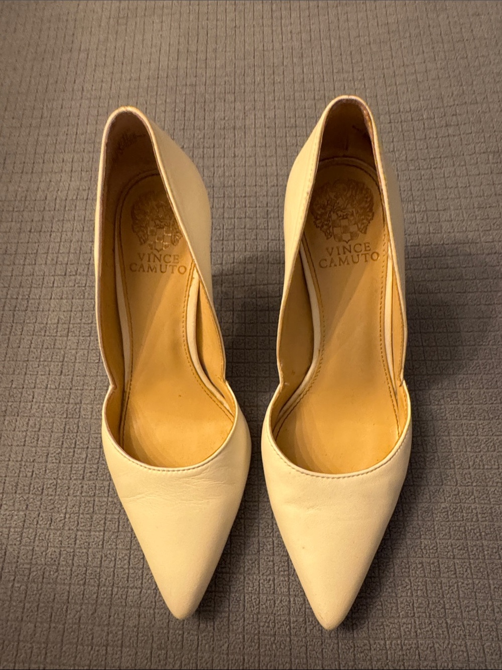 Vince Camuto Cream Pointed-Toe Leather Pumps